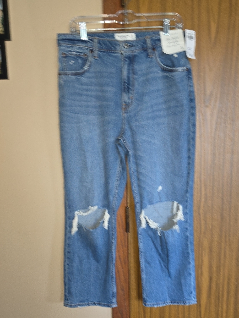 Abercrombie & Fitch Women's Light Blue Distressed Boyfriend Jeans